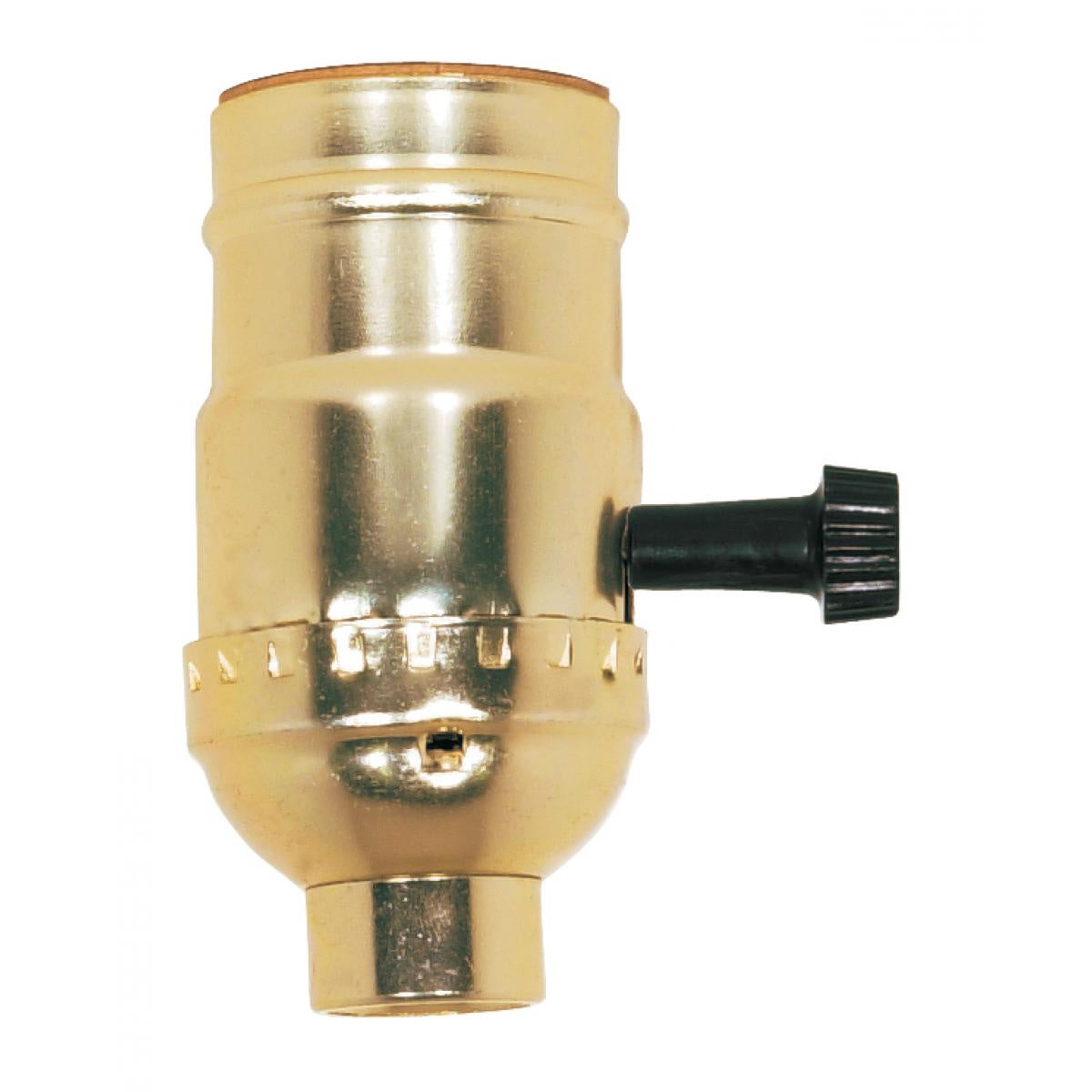 Satco - 80-1004 - 3-Way (2 Circuit) Turn Knob Socket With Removable Knob - Brite Gilt