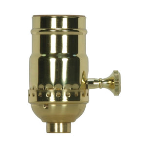 Satco - 80-1024 - 3-Way (2 Circuit) Turn Knob Socket With Removable Knob - Polished Brass