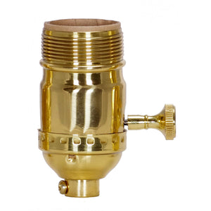 Satco - 80-1034 - 3 Way (2 Circuit) Turn Knob Socket With Removable Knob - Polished Brass