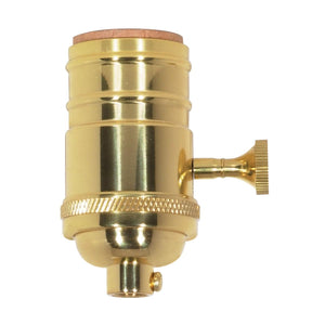 Satco - 80-1046 - 3 Way (2 Circuit) Turn Knob Socket - Polished Brass