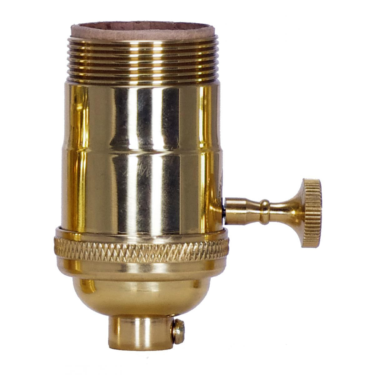 Satco - 80-1048 - 3 Way (2 Circuit) Turn Knob Socket - Polished Brass