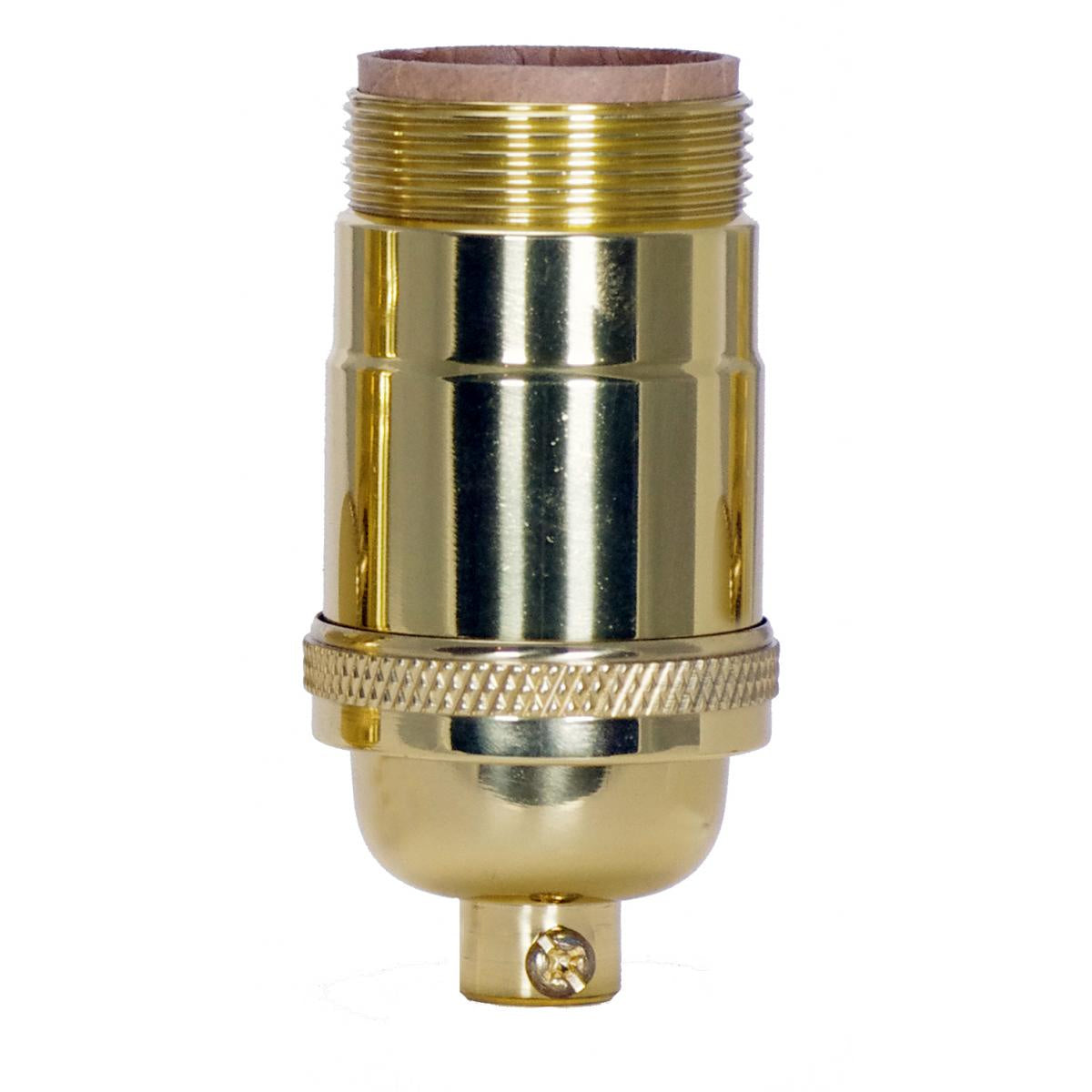 Satco - 80-1050 - 3 Way (2 Circuit) Turn Knob Socket - Polished Brass