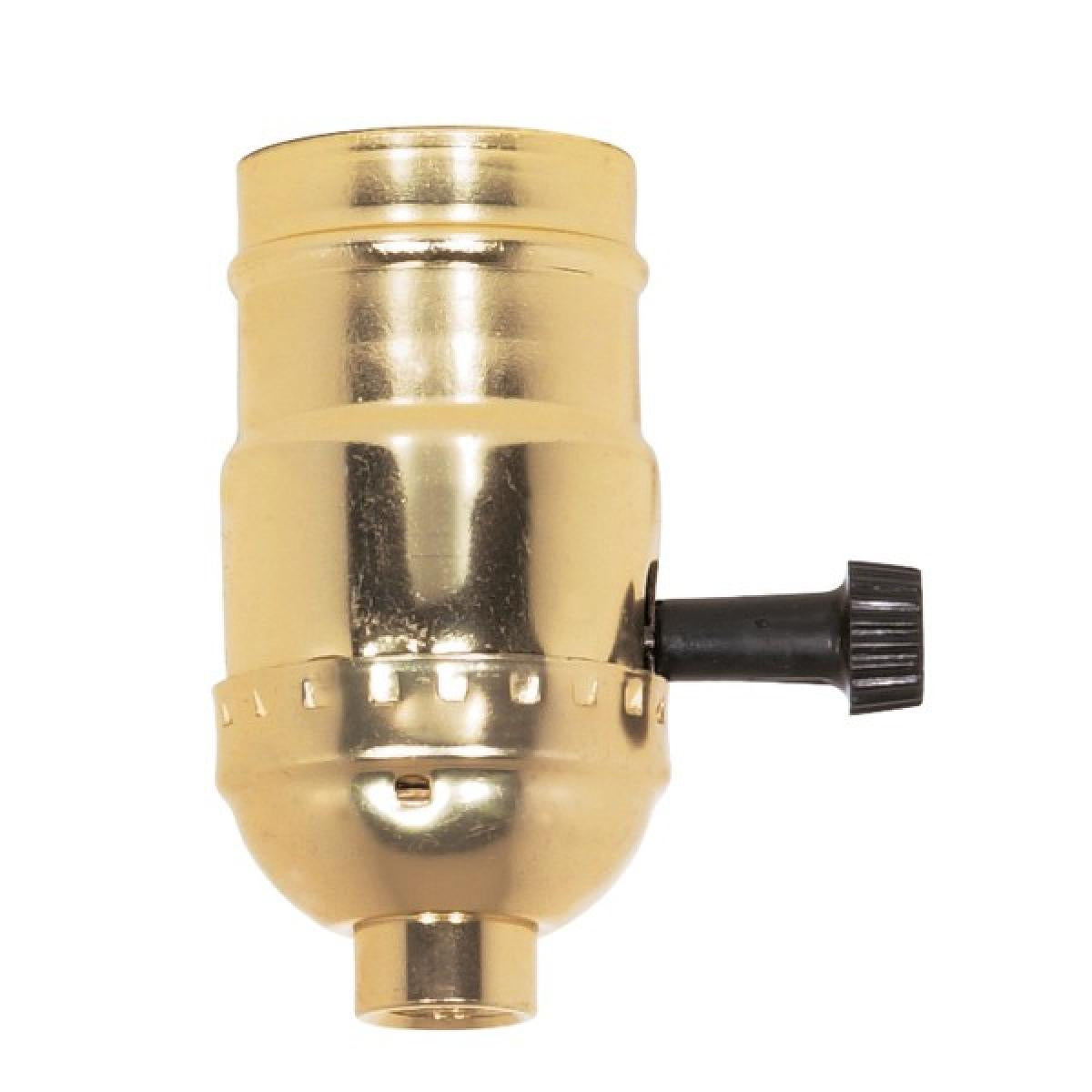 Satco - 80-1158 - 3-Way (2 Circuit) Turn Knob Socket With Removable Knob - Brite Gilt