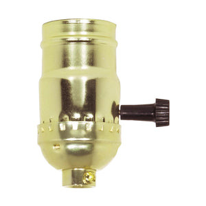 Satco - 80-1192 - 3-Way (2 Circuit) Turn Knob Socket With Removable Knob - Brite Gilt