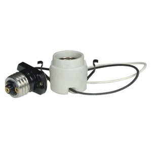Satco - 80-1212 - Keyless Porcelain Socket With Adapter And Double Snap-In Clip - White