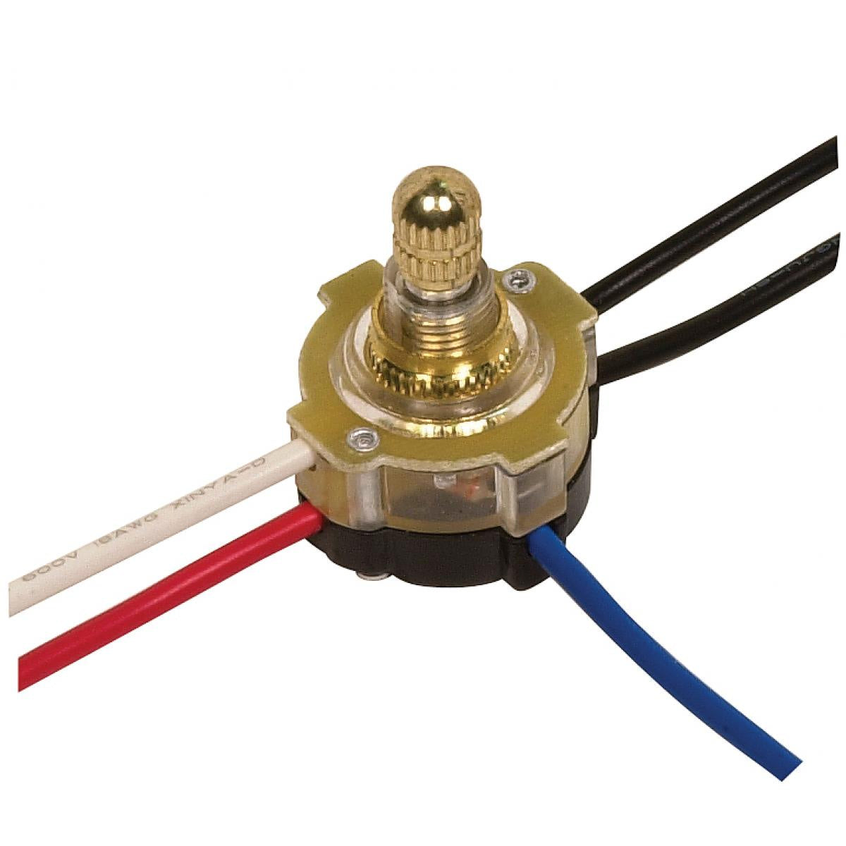 Satco - 80-1361 - 3-Way Lighted Rotary Switch - Brass Plated