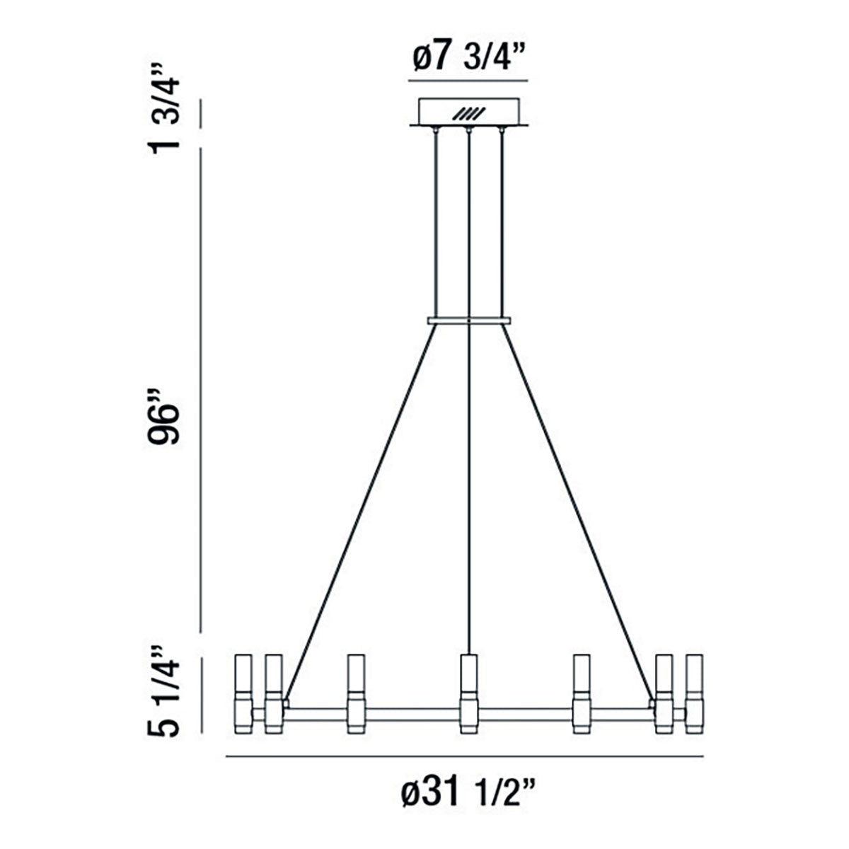 Eurofase - 37043-018 - ALBANY-CHD-12LT-32IN-BRBM-WH - ALBANY - Brass-Black