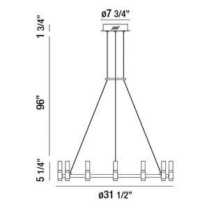 Eurofase - 37043-018 - ALBANY-CHD-12LT-32IN-BRBM-WH - ALBANY - Brass-Black