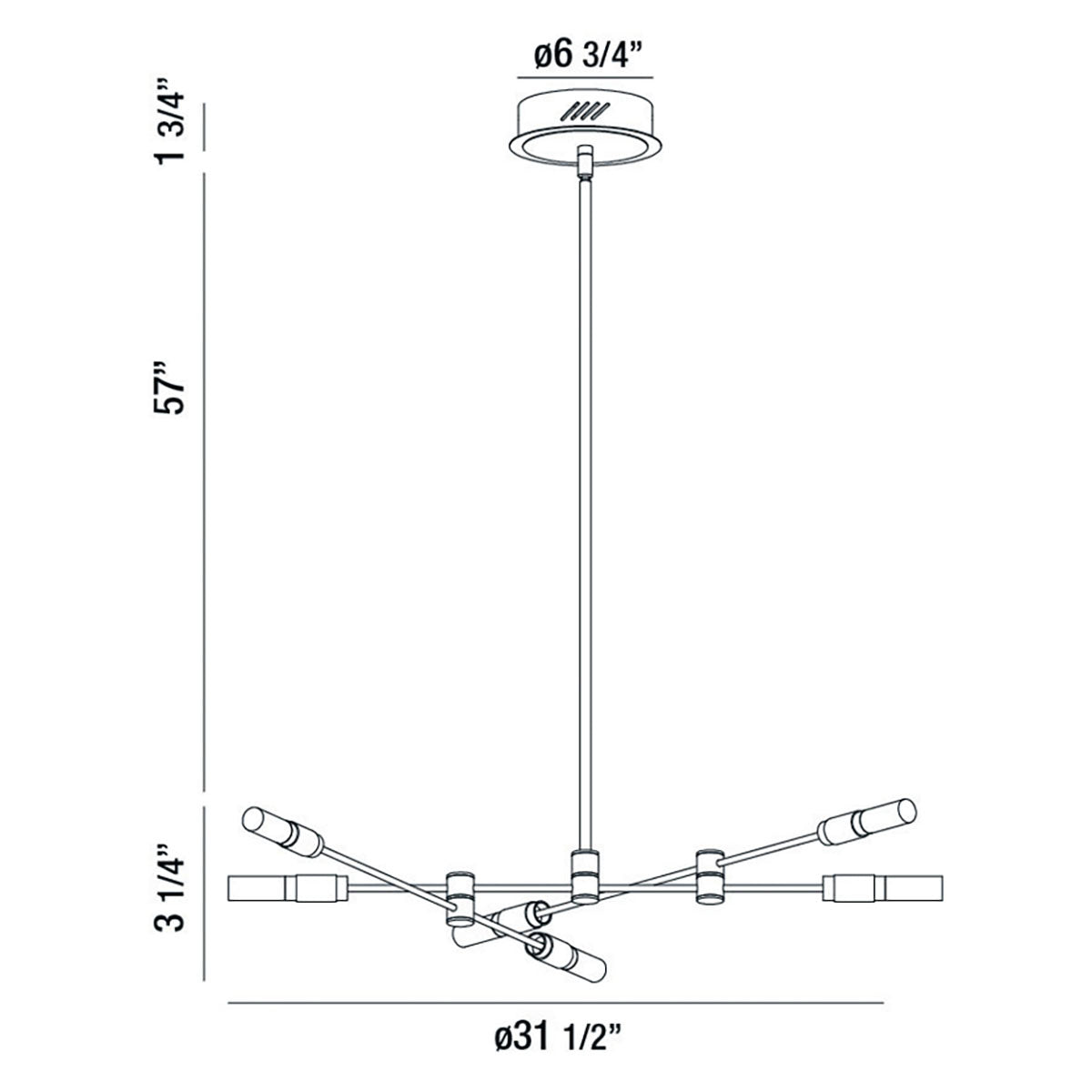 Eurofase - 37050-016 - ALBANY-CHD-6LT-32IN-BRBM-WH - ALBANY - Brass-Black