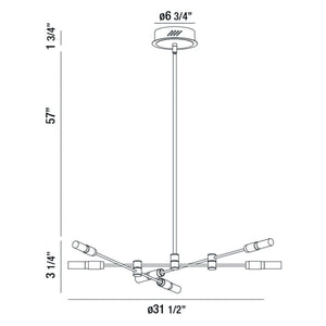 Eurofase - 37050-016 - ALBANY-CHD-6LT-32IN-BRBM-WH - ALBANY - Brass-Black