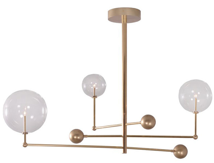 A Touch Of Design - CL1012497 - Three Light Chandelier - Aldo - Matte Antique Brass/Clear