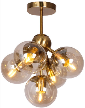 A Touch Of Design - CL1012619 - Five Light Semi Flush Mount - Delray - Brass/Cognac