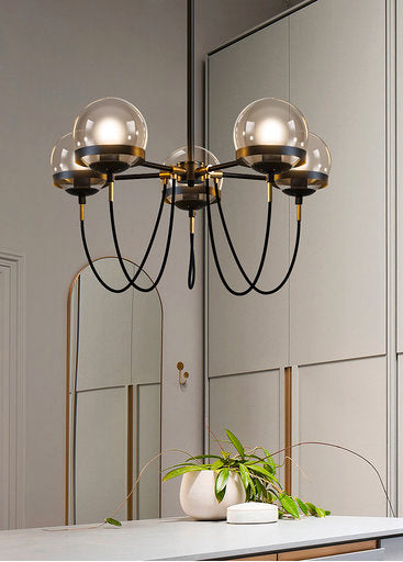 A Touch Of Design - CL1016085 - Five Light Chandelier - Colby - Black/Cognac