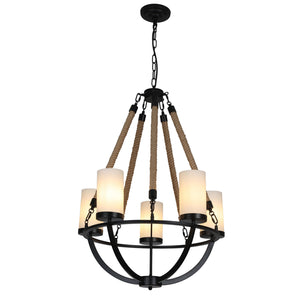 A Touch Of Design - GY8131-D5 - Five Light Chandelier - Rowan - Natural/Black