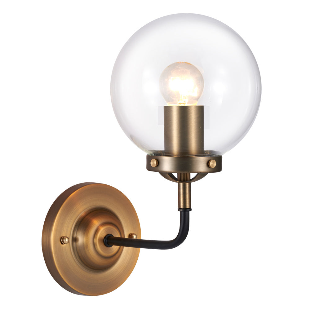 A Touch Of Design - LOFT208W - One Light Wall Sconce - Everly - Antique Brass / Clear Glass