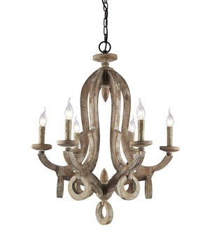 A Touch Of Design - LOFT218 - Six Light Chandelier - Ariana - Vintage Wood