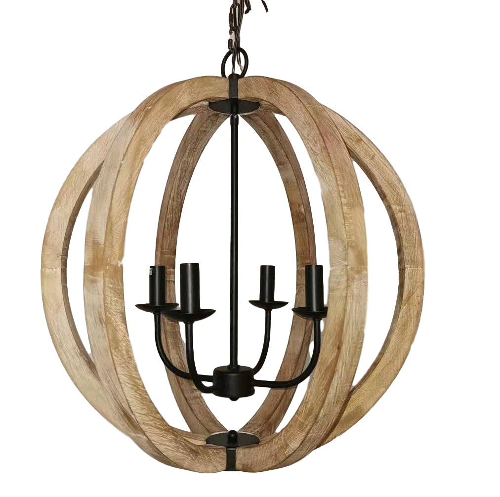 A Touch Of Design - LOFT503 - Four Light Chandelier - Sullivan - Vintage Wood / Black