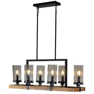 A Touch Of Design - LOFT504 - Six Light Chandelier - Baylor - Vintage Wood / Black