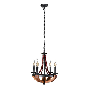 A Touch Of Design - LOFT505 - Four Light Chandelier - Arden - Vintage Wood / Black