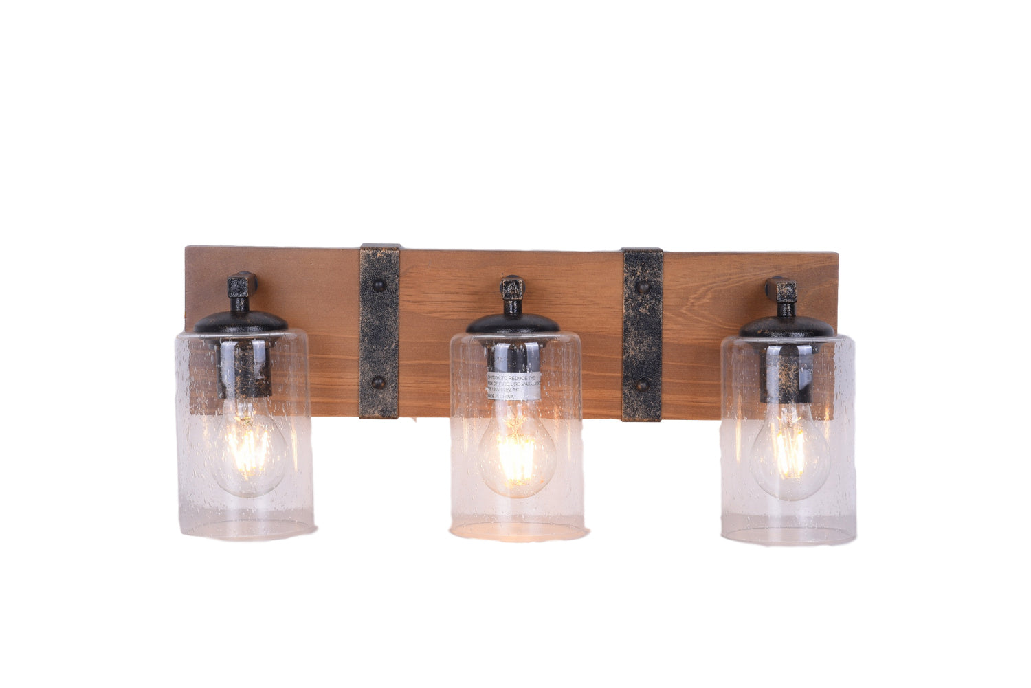 A Touch Of Design - WTY495-3 - Three Light Wall Sconce - Hudson - Black/ Clear/ Natural Wood