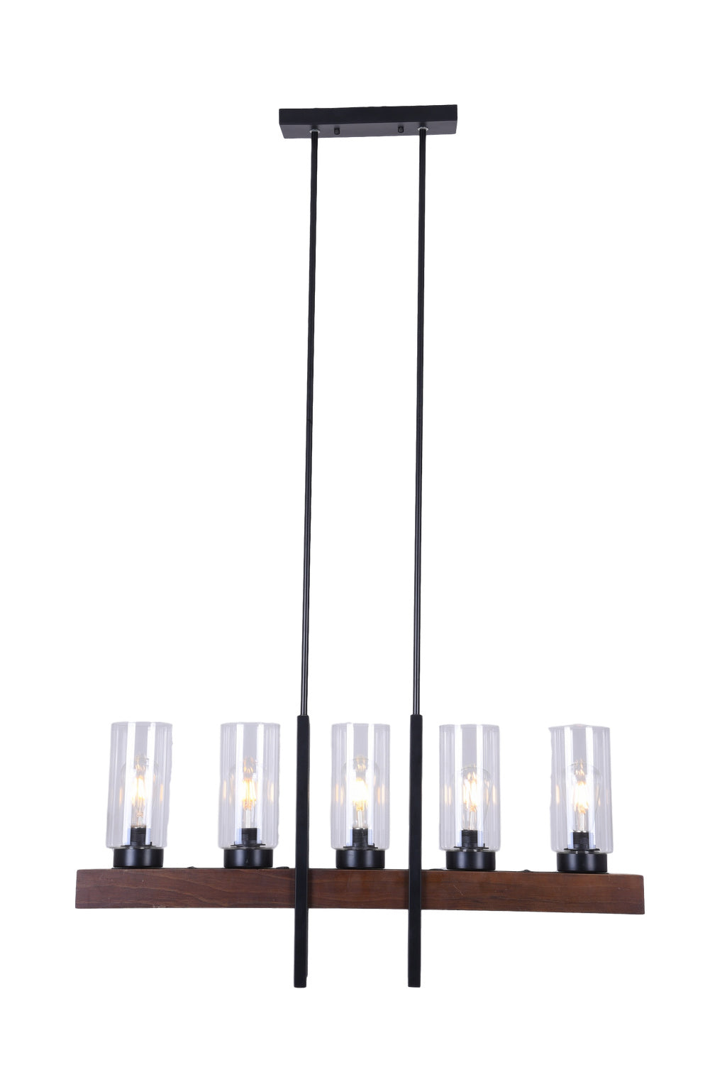 A Touch Of Design - WRW065 - Five Light Chandelier - Baxter - Natural Wood/ Black/ Clear