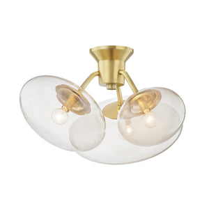 Hudson Valley - KBS1471603-AGB - Three Light Flush Mount - Opera - Aged Brass