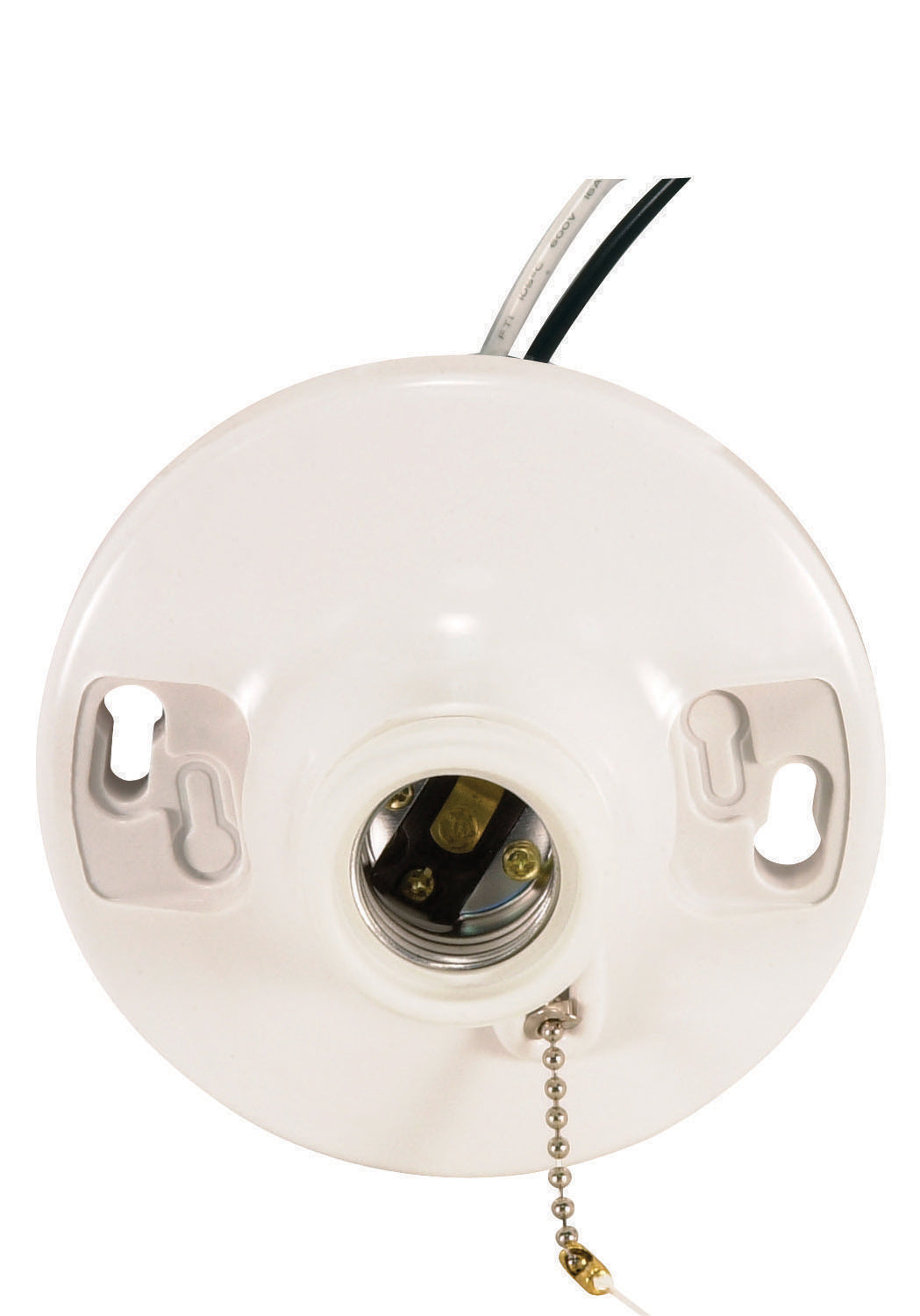 Satco - 90-481 - Phenolic On-Off Pull Chain Ceiling Receptacle - White