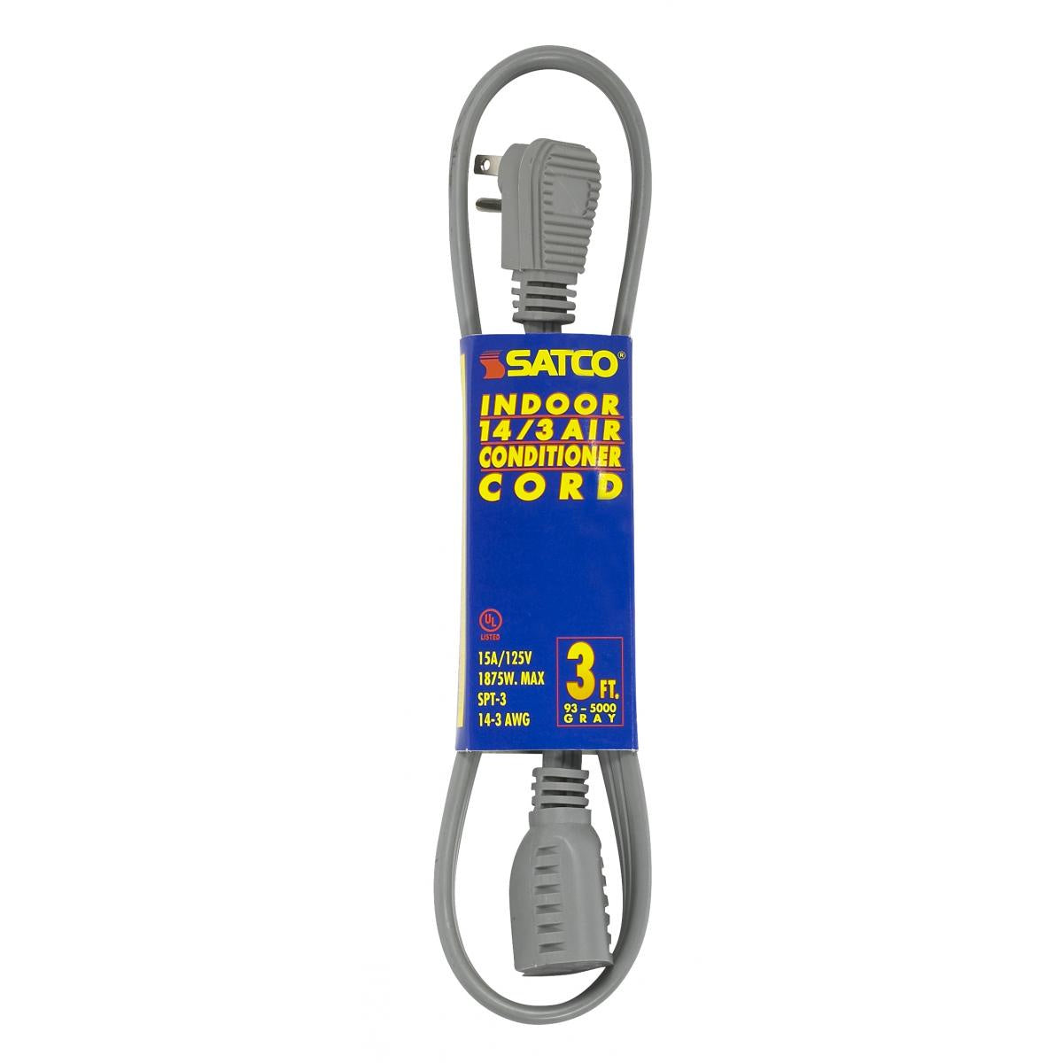 Satco - 93-5000 - 3 Foot Gray Heavy Duty Air Conditioner/Appliance Cord - Gray