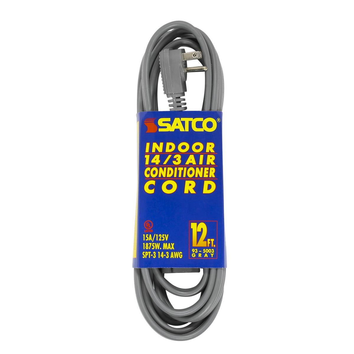 Satco - 93-5003 - 12 Foot Gray Heavy Duty Air Conditioner/Appliance Cord - Gray