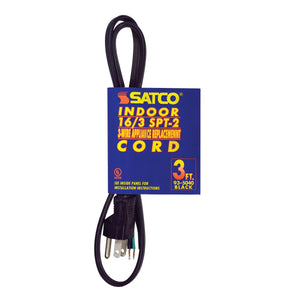 Satco - 93-5040 - 3 Foot, 3 Wire Heavy Duty Replacement Garbage Disposal Cord - Black