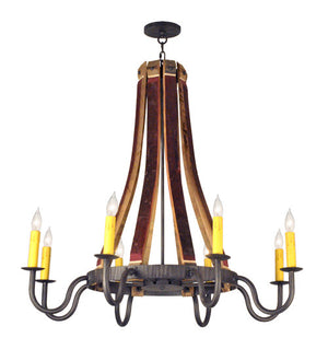 2nd Avenue - 1-0456151255-300 - Eight Light Chandelier - Barrel Stave - Antique Iron Gate