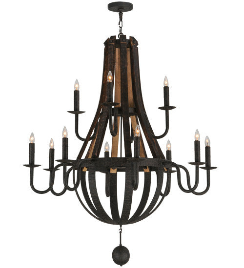 2nd Avenue - 15855-6 - 12 Light Chandelier - Barrel Stave - Coffee Bean