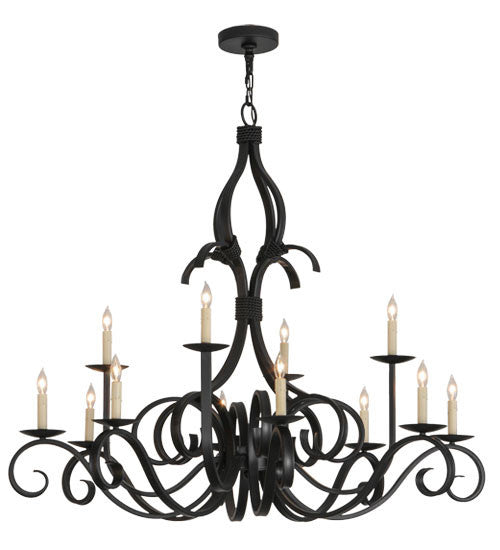 2nd Avenue - 200076-16 - 12 Light Chandelier - Cypress - Satin Black Wrought Iron