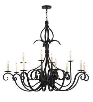 2nd Avenue - 200076-18 - 12 Light Pendant - Cypress - Satin Black Wrought Iron