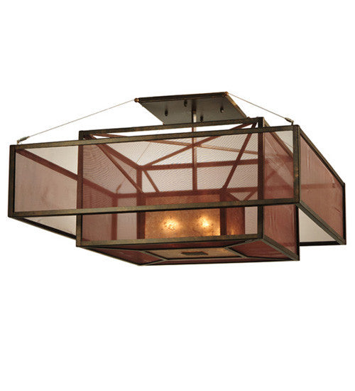 2nd Avenue - 200116-3 - Four Light Flush Mount - Quadrato - Gilded Tobacco