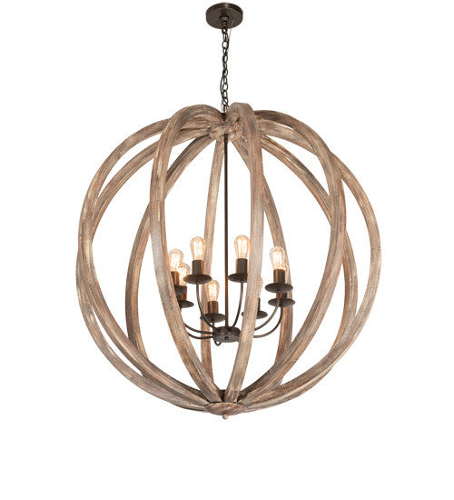 2nd Avenue - 203209-1500 - Eight Light Pendant - Woodward - Bronze And Oak Barrel Stave