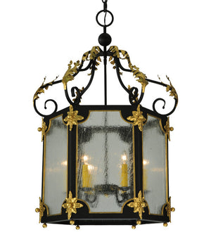 2nd Avenue - 214159-4 - Six Light Pendant - Ganser - Blackwash With Gold Accents