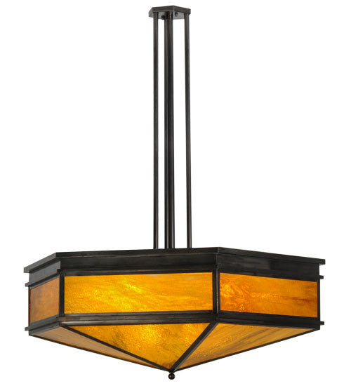 2nd Avenue - 217888-3 - Eight Light Pendant - Davis Street - Craftsman Brown On Waxed Brass