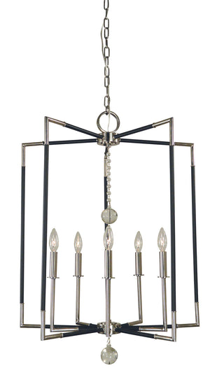 Framburg - 5042 PN/MBLACK - Five Light Chandelier - Felicity - Polished Nickel with Matte Black Accents