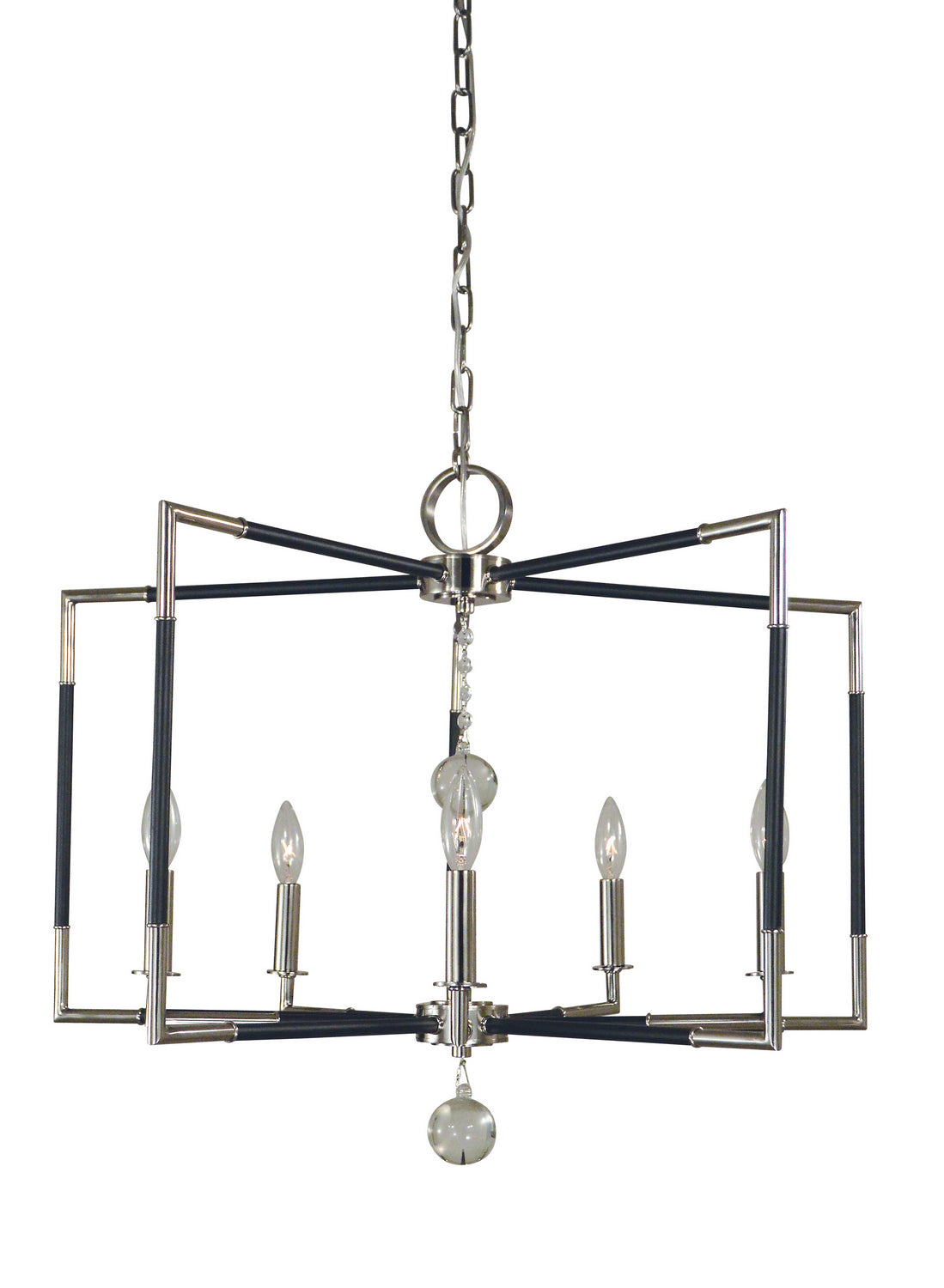 Framburg - 5046 PN/MBLACK - Five Light Chandelier - Felicity - Polished Nickel with Matte Black Accents