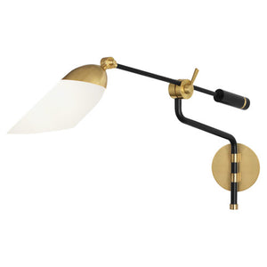 Robert Abbey - 1212 - One Light Wall Swinger - Ferdinand - Matte Black Painted w/ Modern Brass