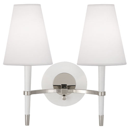 Robert Abbey - AW771 - Two Light Wall Sconce - Jonathan Adler Ventana - White Wood w/ Polished Nickel