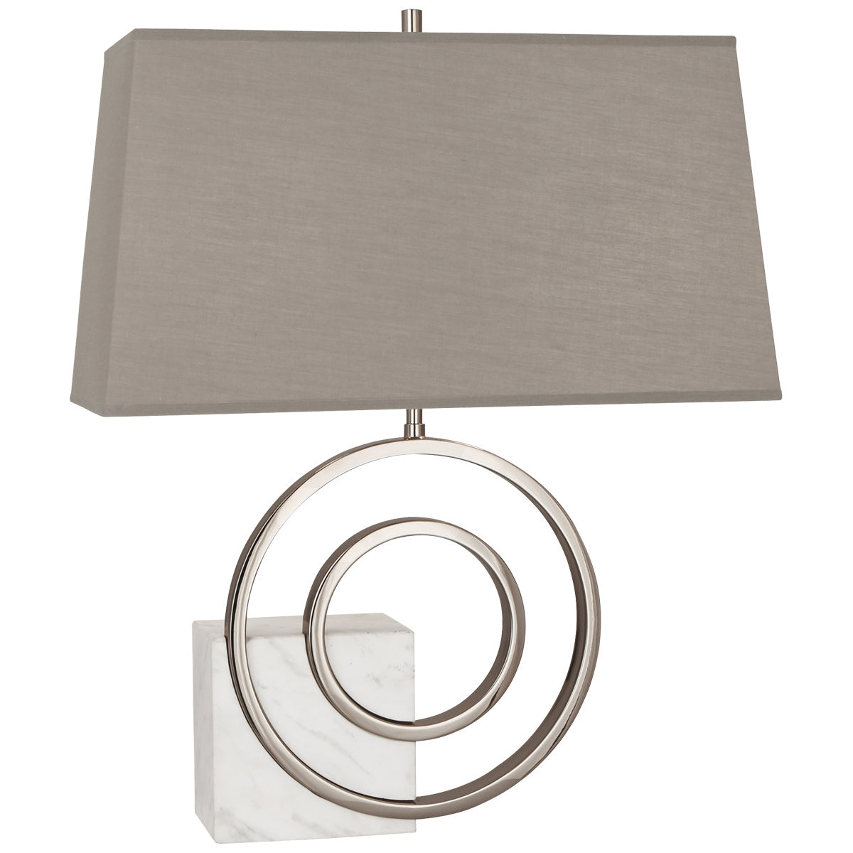 Robert Abbey - R910G - Two Light Table Lamp - Jonathan Adler Saturn - Polished Nickel w/ White Marble