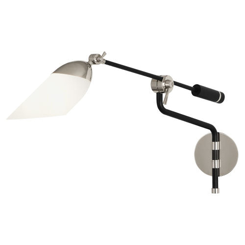 Robert Abbey - S1212 - One Light Wall Swinger - Ferdinand - Matte Black Painted w/ Polished Nickel