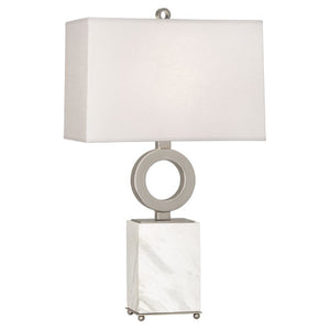 Robert Abbey - S405 - One Light Table Lamp - Oculus - Antique Silver w/ White Marble Base