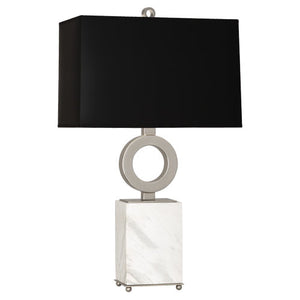 Robert Abbey - S405B - One Light Table Lamp - Oculus - Antique Silver w/ White Marble Base