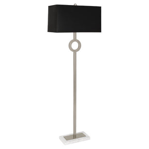 Robert Abbey - S406B - One Light Floor Lamp - Oculus - Antique Silver w/ White Marble Base