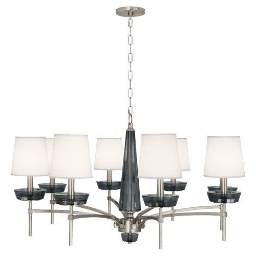 Robert Abbey - S625 - Eight Light Chandelier - Cristallo - Polished Nickel w/ Smoke Gray Crystal