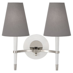 Robert Abbey - WH771 - Two Light Wall Sconce - Jonathan Adler Ventana - White Wood w/Polished Nickel