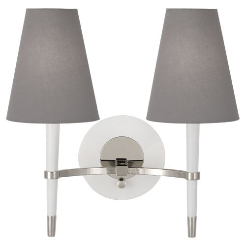 Robert Abbey - WH771 - Two Light Wall Sconce - Jonathan Adler Ventana - White Wood w/Polished Nickel